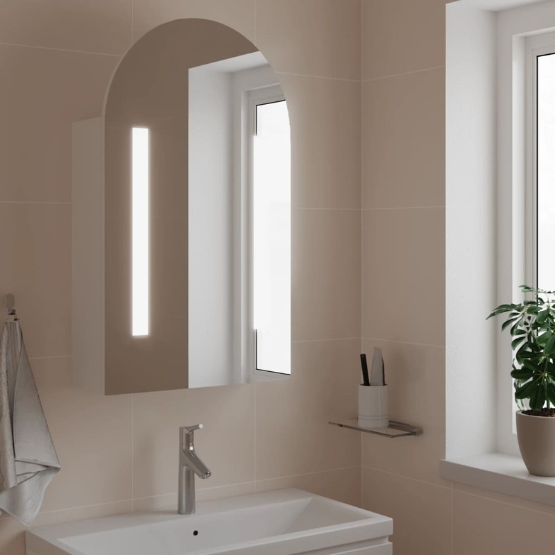 Armoire de bain  miroir avec LED arque blanc 42x13x70 cm