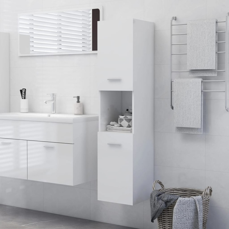 Armoire de salle de bain Blanc brillant Bois d'ingnierie
