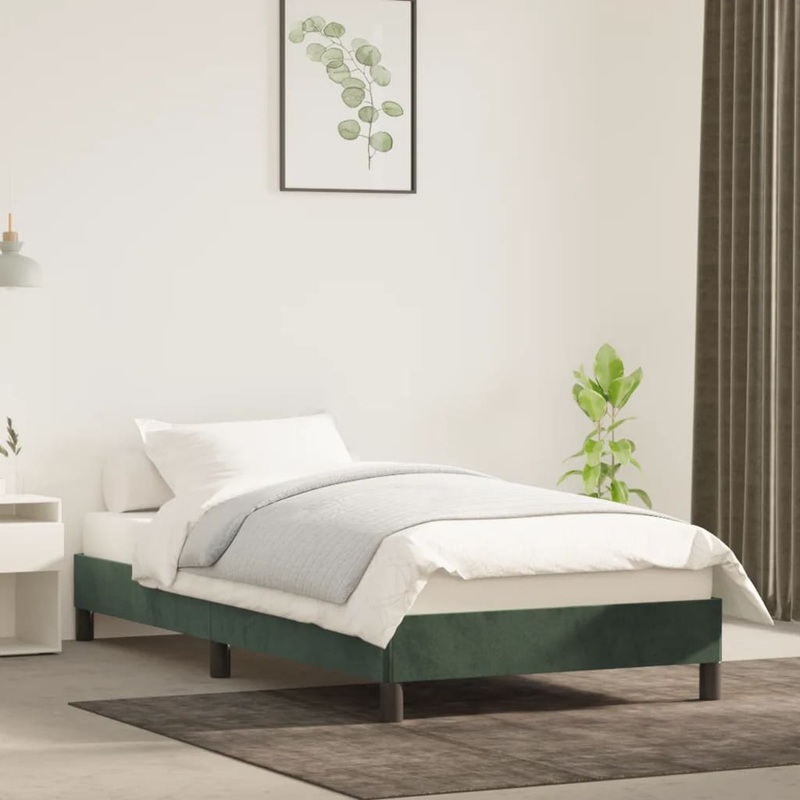 Cadre de lit sans matelas vert fonc 80x200 cm velours
