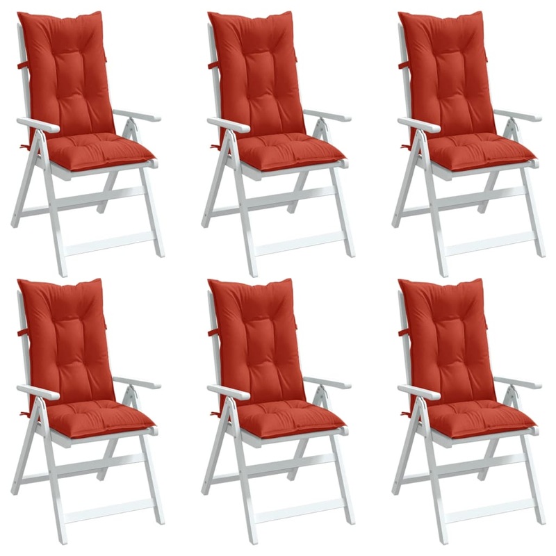 Coussins de chaise  dossier haut lot de 6 rouge mlang tissu