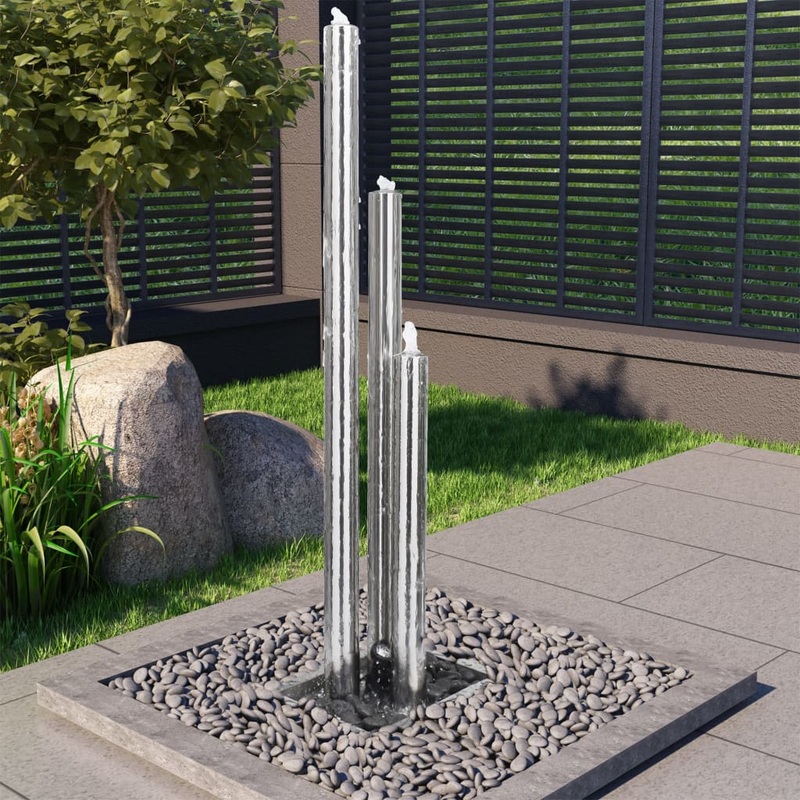 Fontaine de jardin Argent 48x34x153 cm Acier inoxydable
