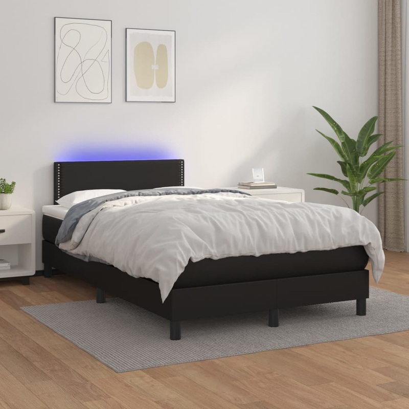 Sommier  lattes de lit avec matelas et LED Noir 120x200 cm