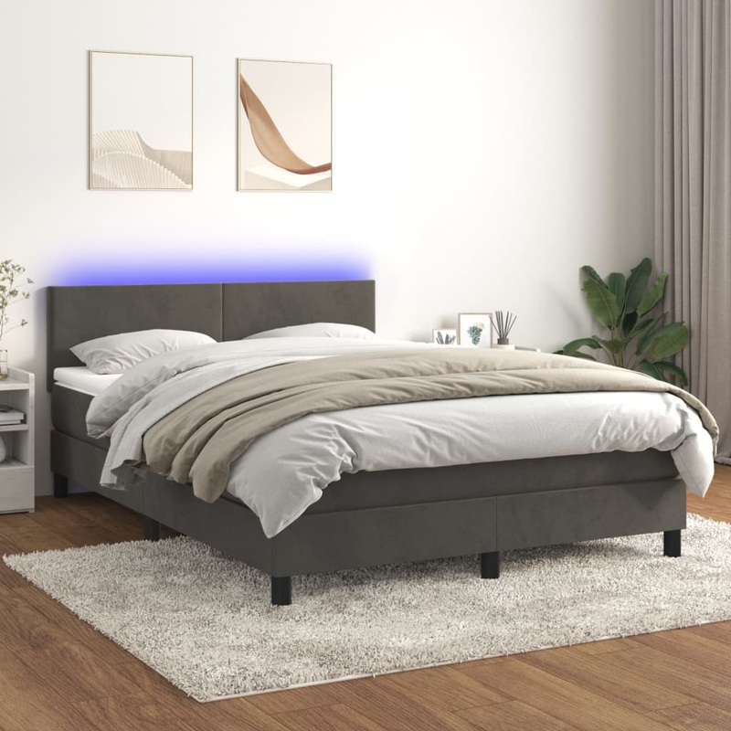 Sommier  lattes de lit avec matelas LED Gris fonc 140x200 cm