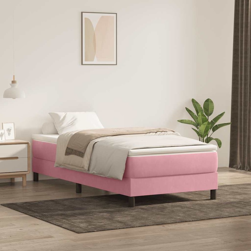 Sommier  lattes de lit avec matelas rose 80x210 cm velours