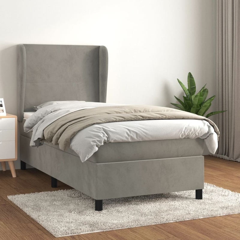 Sommier  lattes de lit et matelas Gris clair 100x200cm Velours