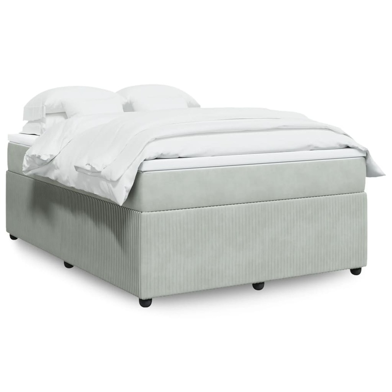 Sommier  lattes de lit et matelas Gris clair 140x190cm Velours