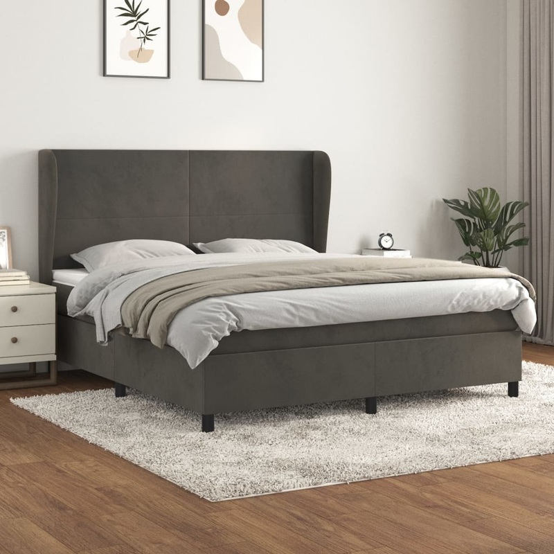 Sommier  lattes de lit et matelas Gris fonc 180x200cm Velours