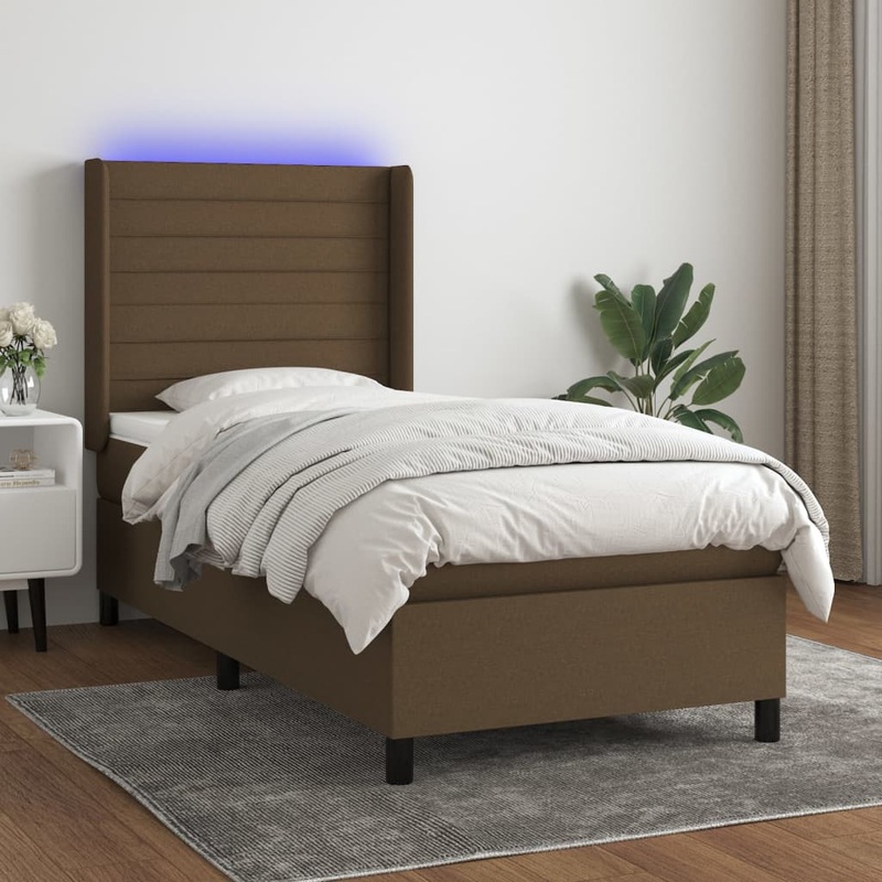 Sommier  lattes de lit matelas LED Marron fonc 80x200cm Tissu