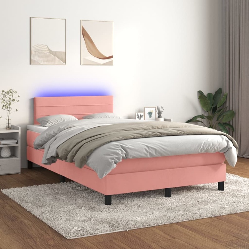 Sommier  lattes de lit avec matelas et LED Rose 120x200cm