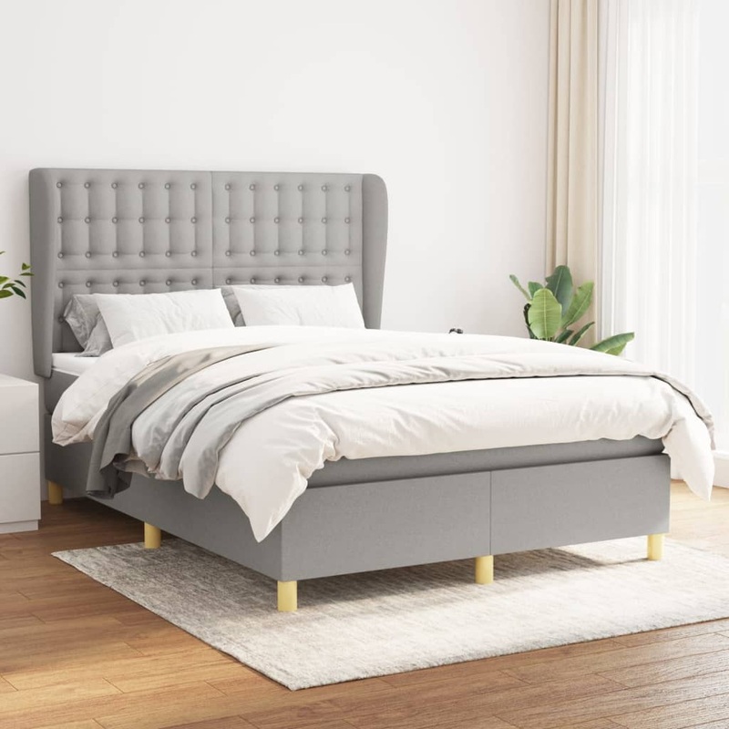Sommier  lattes de lit avec matelas Gris clair 140x200cm Tissu