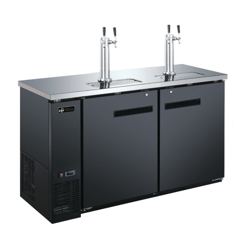 EFI CBBDD2-60CC 61" 3-Keg Solid Door Black Direct Draw Beer Dispenser with 4 Taps