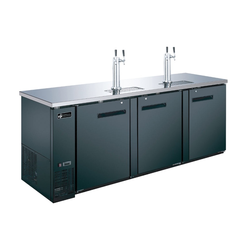 EFI CBBDD3-90CC 90" 4-Keg Solid Door Black Direct Draw Beer Dispenser with 4 Taps
