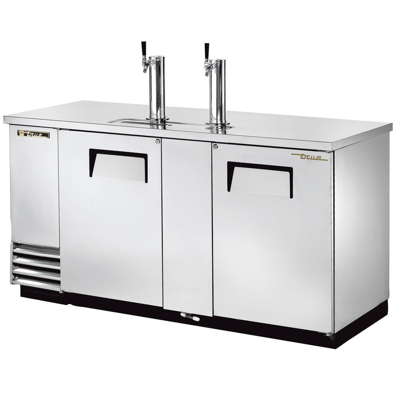 True TDD-3-S-HC 70" 3-Keg Stainless Steel Kegerator Draw Beer Dispenser With 2 Taps