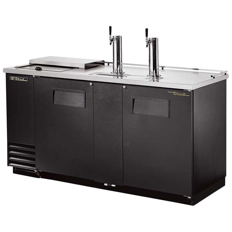 True TDD-3CT-HC 70" 3-Keg Solid Black Club Top Direct Draw Beer Dispenser With 2 Taps