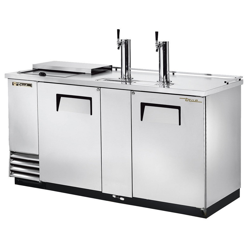 True TDD-3CT-S-HC 70" 3-Keg Stainless Steel Club Top Direct Draw Beer Dispenser With 2 Taps