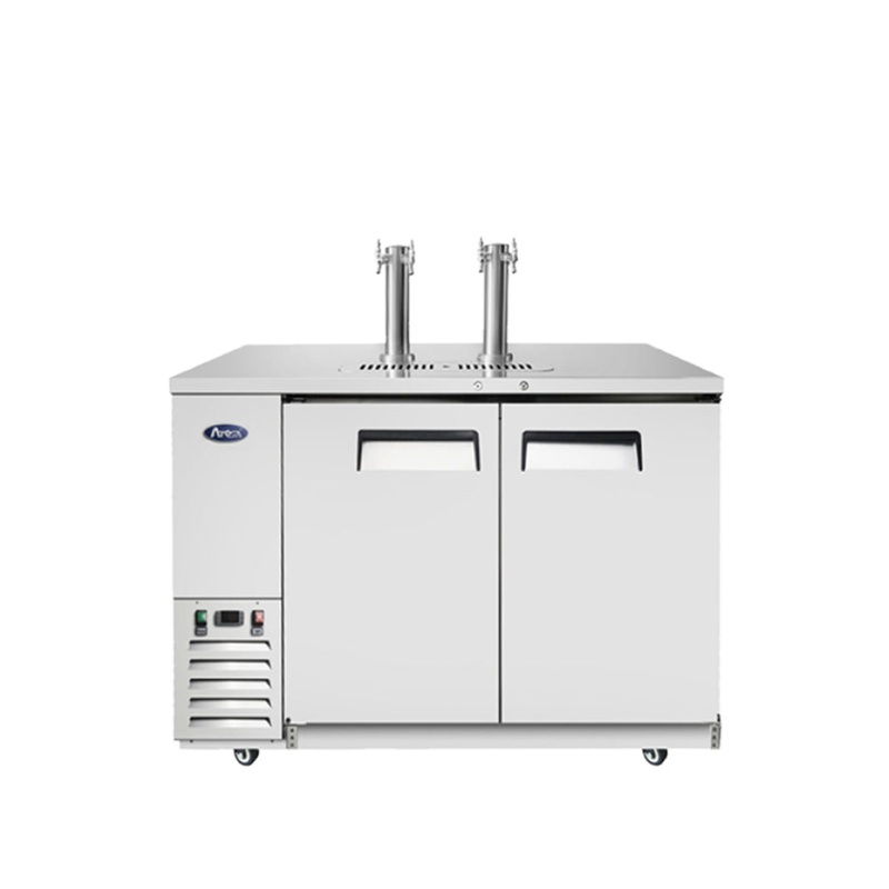 Atosa MKC58 58" 2-Keg Stainless Steel Direct Draw Keg Cooler With 2 Double Taps