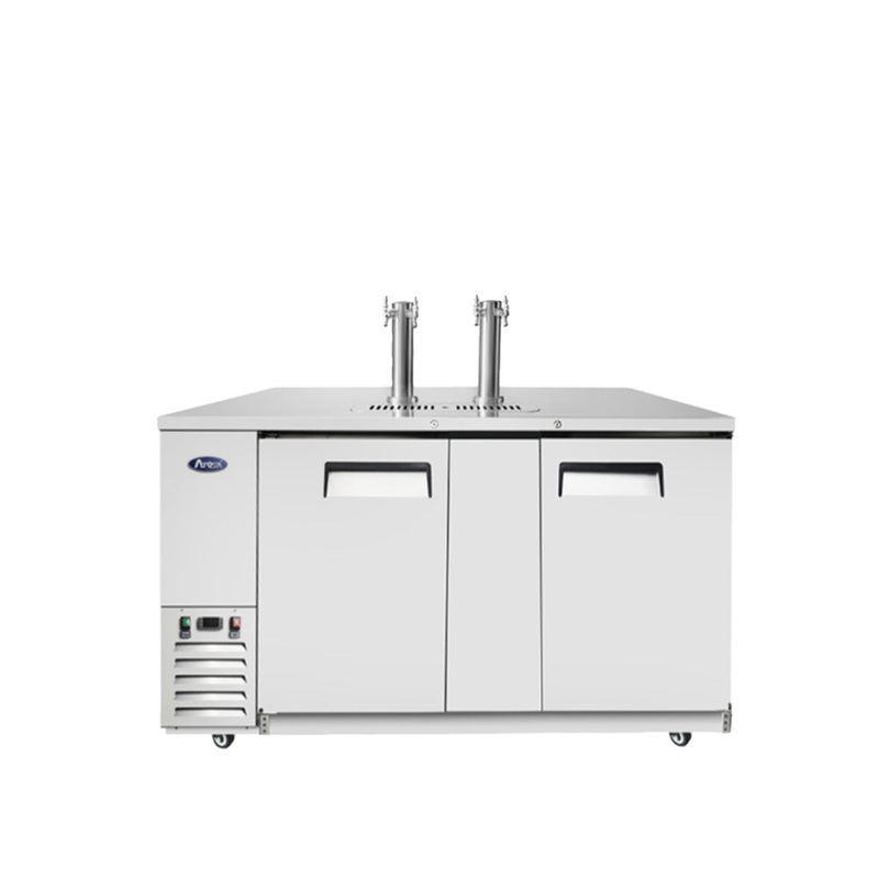 Atosa MKC68 68" 3-Keg Stainless Steel Direct Draw Keg Cooler With 2 Double Taps