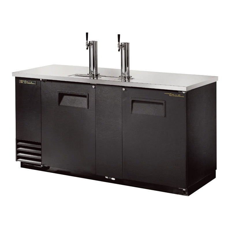 True TDD-3-HC 70" 3-Keg Solid Black Kegerator Draw Beer Dispenser With 2 Taps