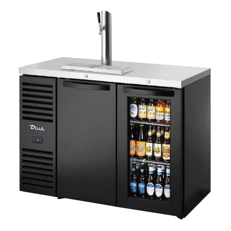 True TDR48-RISZ1-L-B-SG-1 48" 1-Keg Combination Solid/Glass Swing Door Beer Dispenser With 1 Tap