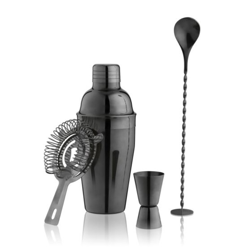 Nella 4-Piece Gunmetal Black Barware Set - 8175