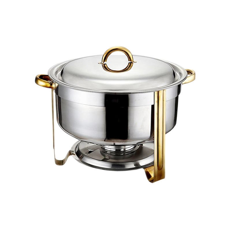 KESGI 8L Round Chafing Dish - Gold Legs/Handle - FILS-REG831-8L