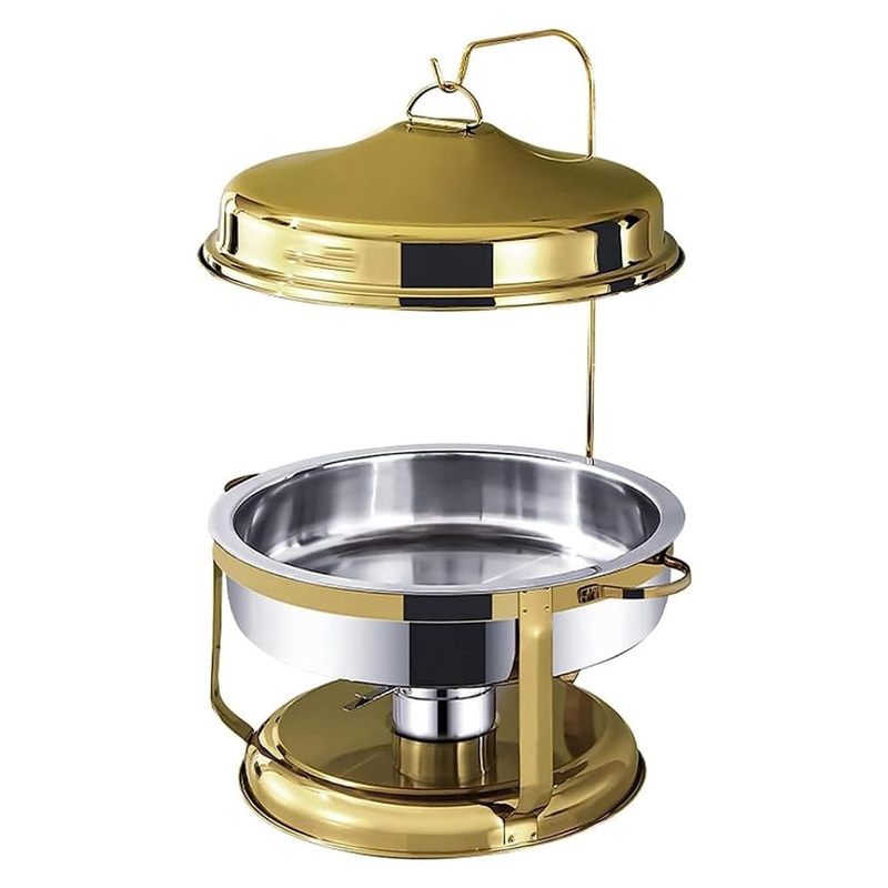 KESGI 8L Round Chafing Dish with Gold Hanging Cover - FILS-RGH-8L