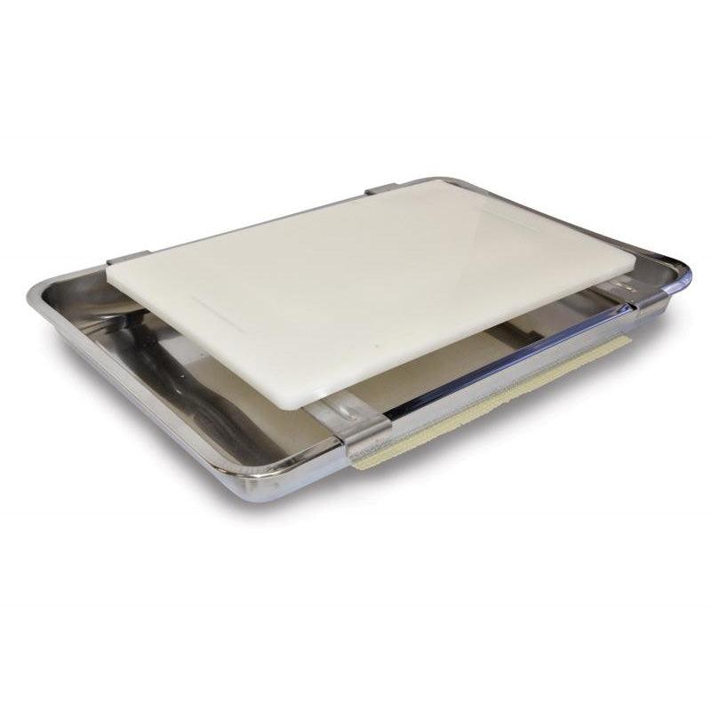 Nella 28355 15" x 10" Carving / Filet Cutting Board with Stainless Steel Drip Pan