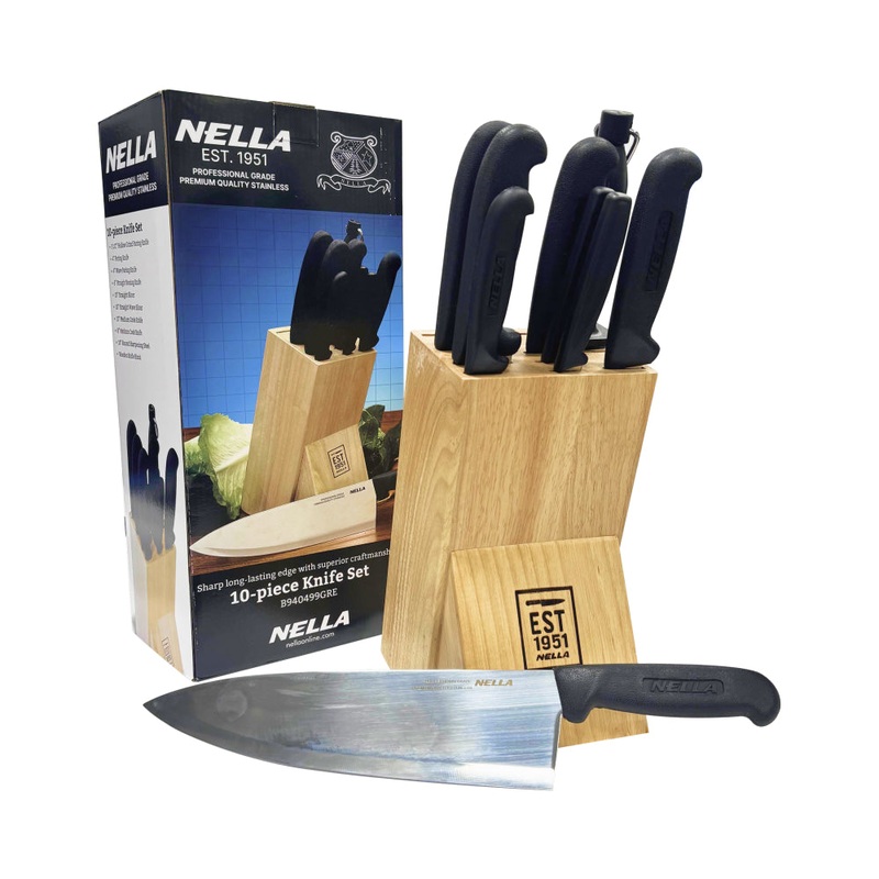 Nella 10-Piece Premium Knife Set with Wooden Block - 12887
