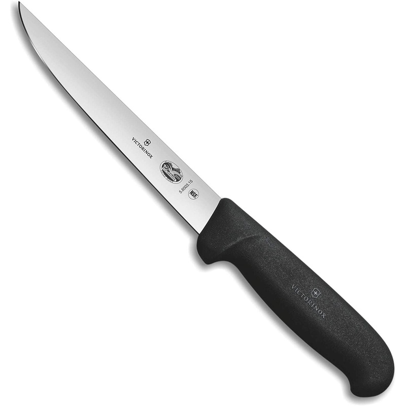 Victorinox 6" Fibrox Straight Edge Boning Knife - Black - 5.6003.15