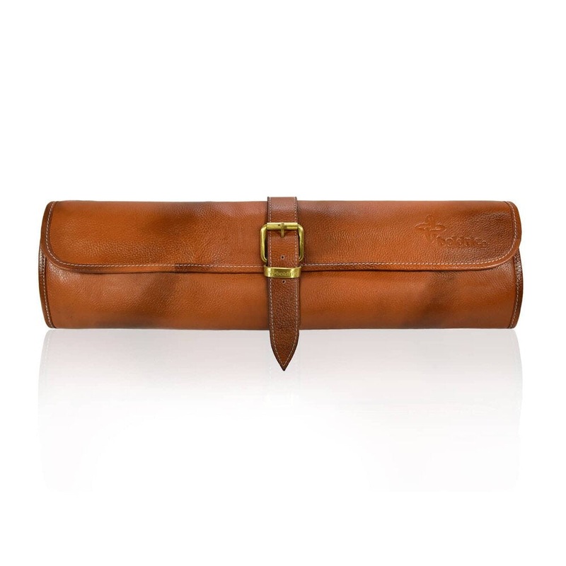 Boldric BOLB121 8-Pocket One Buckle Tan Leather Knife Bag