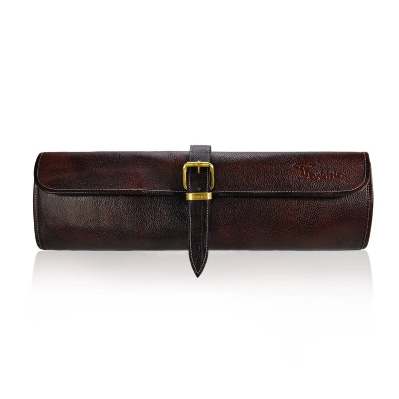 Boldric BOLB122 8-Pocket One Buckle Brown Leather Knife Bag