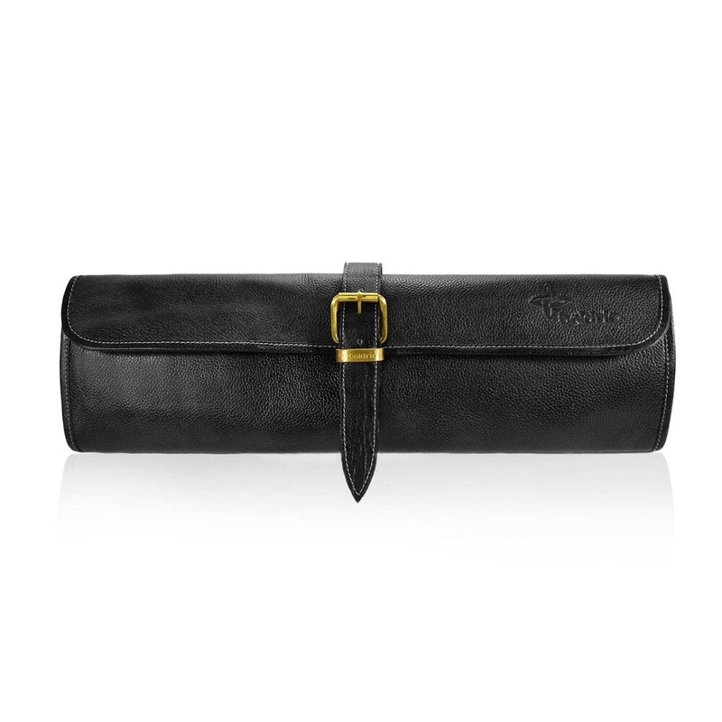 Boldric BOLB123 8-Pocket One Buckle Black Leather Knife Bag