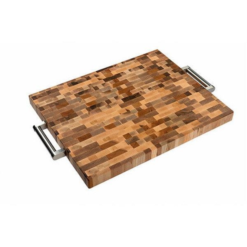 Planches Labell L16208 16 x 20 x 1.5 Butcher Block with Stainless Steel Handles