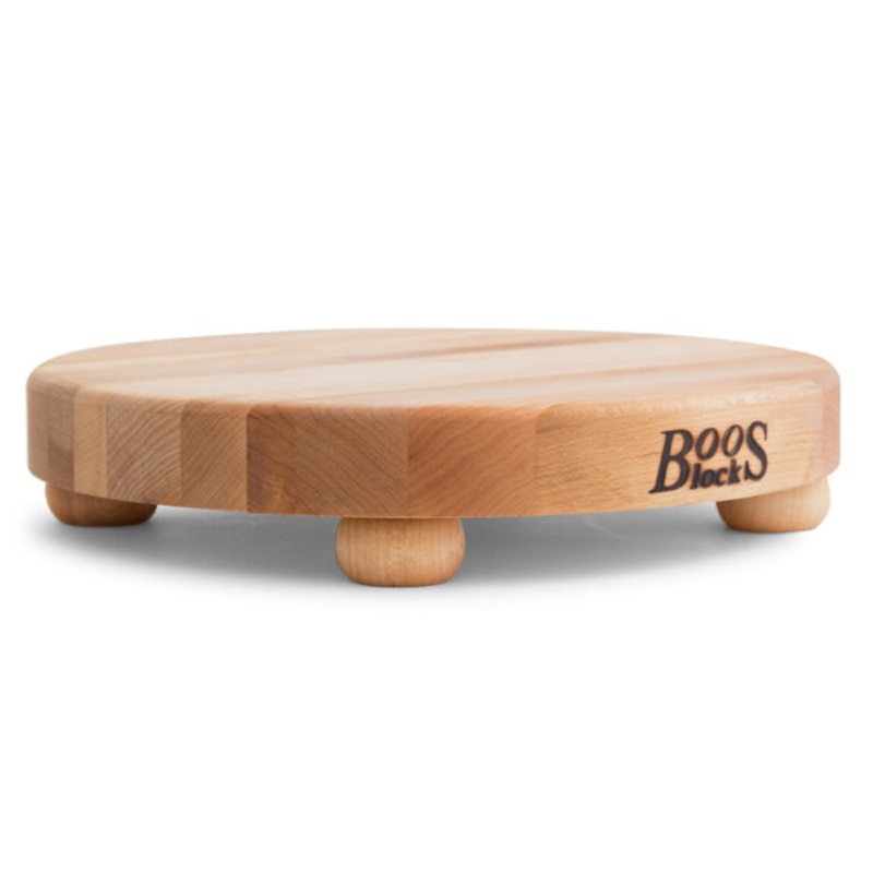 John Boos B12R 12 Round Maple Cutting Board with Bun Feet