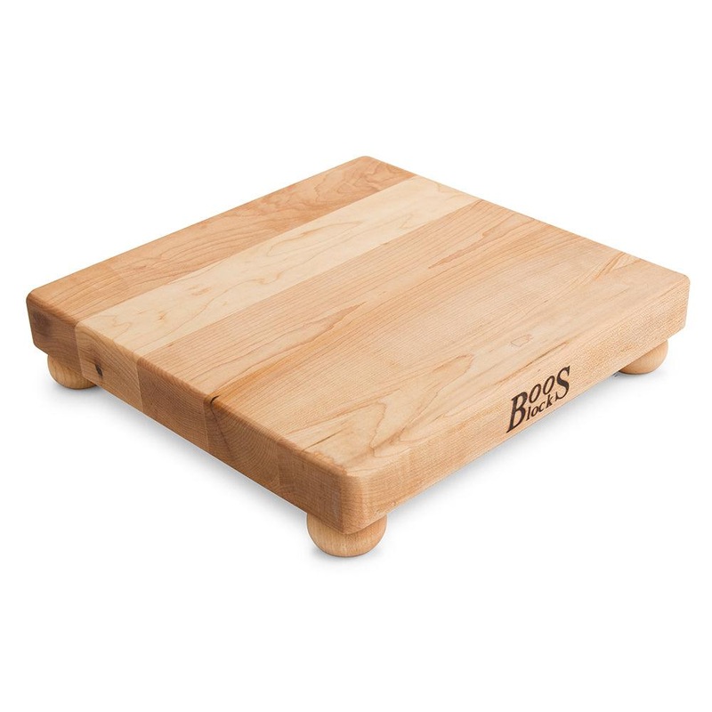 John Boos B12S 12" x 12" Square Edge Grain Wood Cutting Board with Wooden Feet