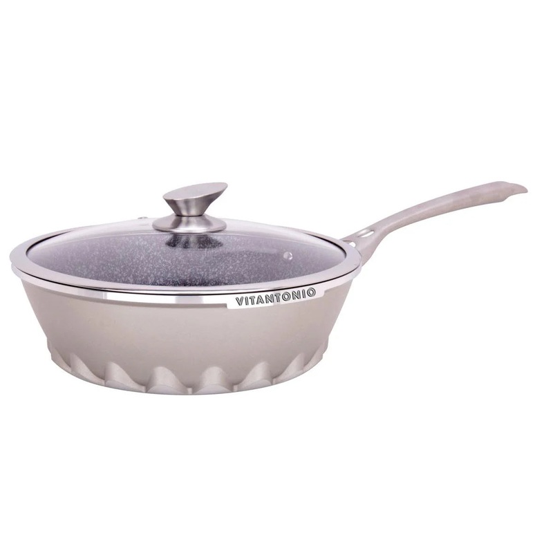 Vitantonio Argento 11" Deep Frying Pan with Lid - 81953