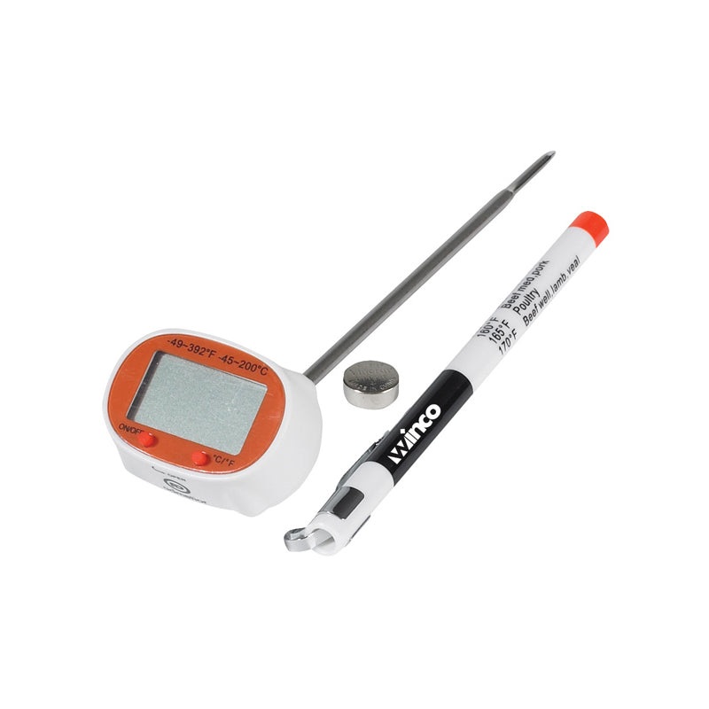 Winco TMT-DG2 4.75 Probe Instant Read Digital Thermometer - Orange and White