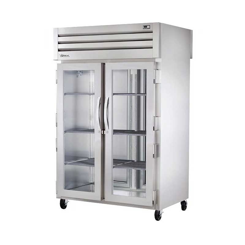 True STG2HPT-2G-2S 52" Pass-Thru Glass Front / Solid Rear Swing Door Heated Cabinet - 3000W