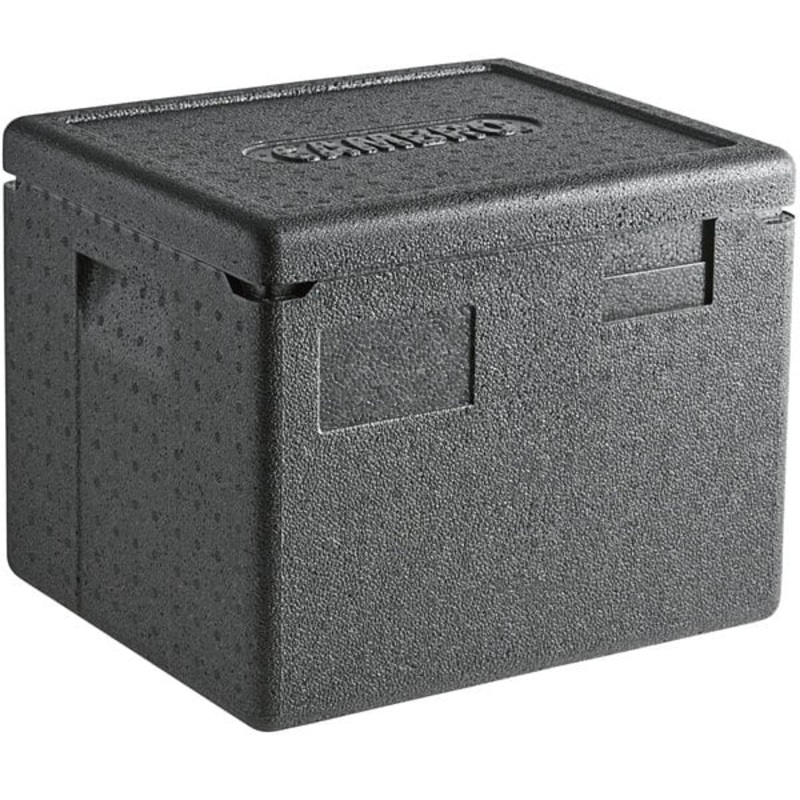 Cambro EPP280SW110 Cam GoBox Black Half Size Top Loading EPP Insulated Food Pan Carrier - 8" Deep Half-Size Pan Max Capacity - 15" x 13" x 12"