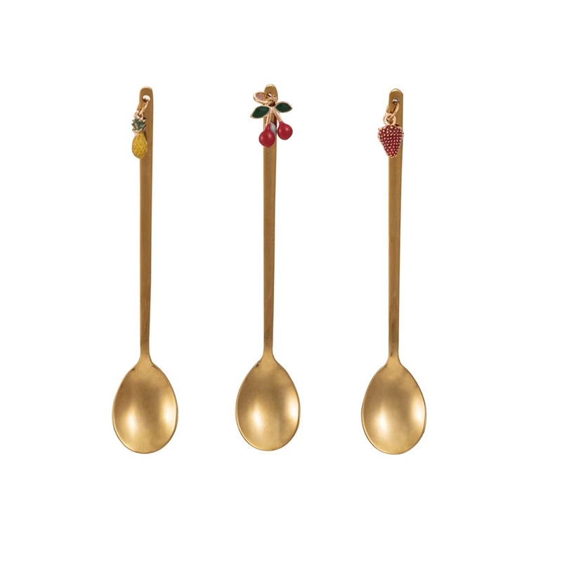 Gold Spoon With Fruit Charm