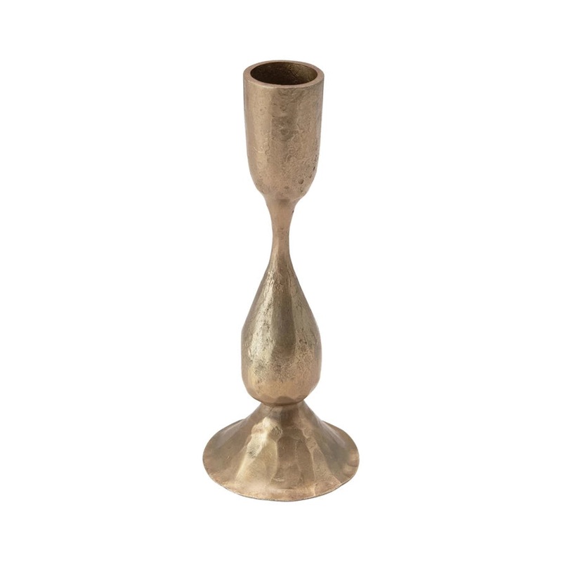 6-1/2"H Metal Taper Holder, Antique Brass Finish
