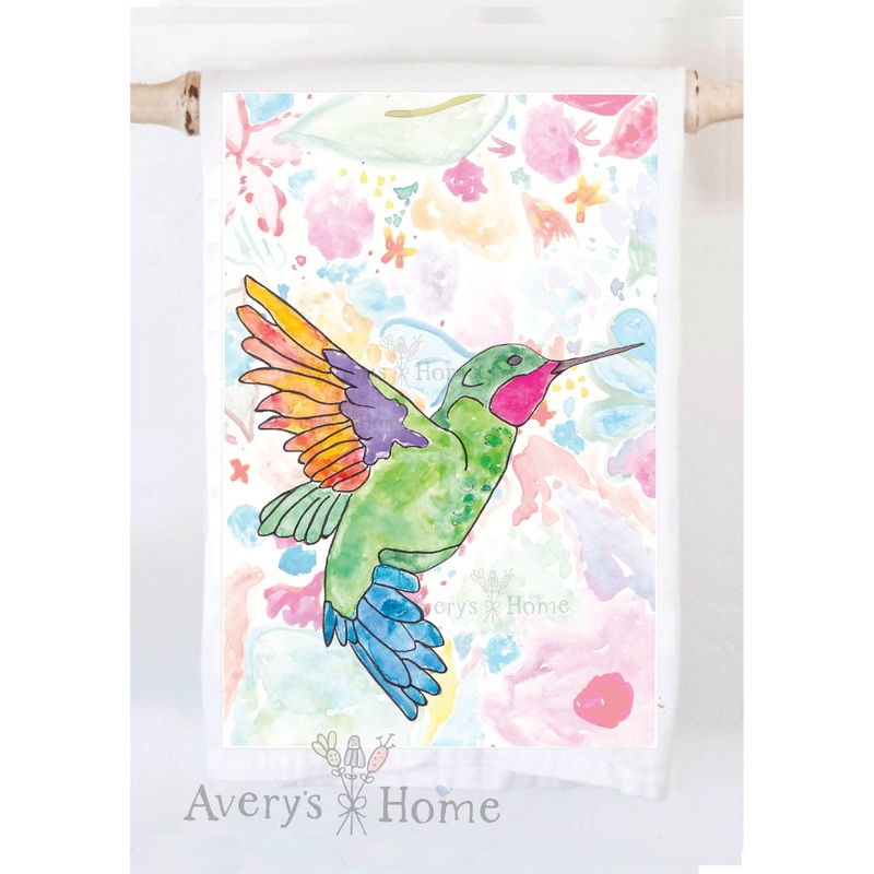 Ruby Throated Hummingbird Summer Kitchen Towel