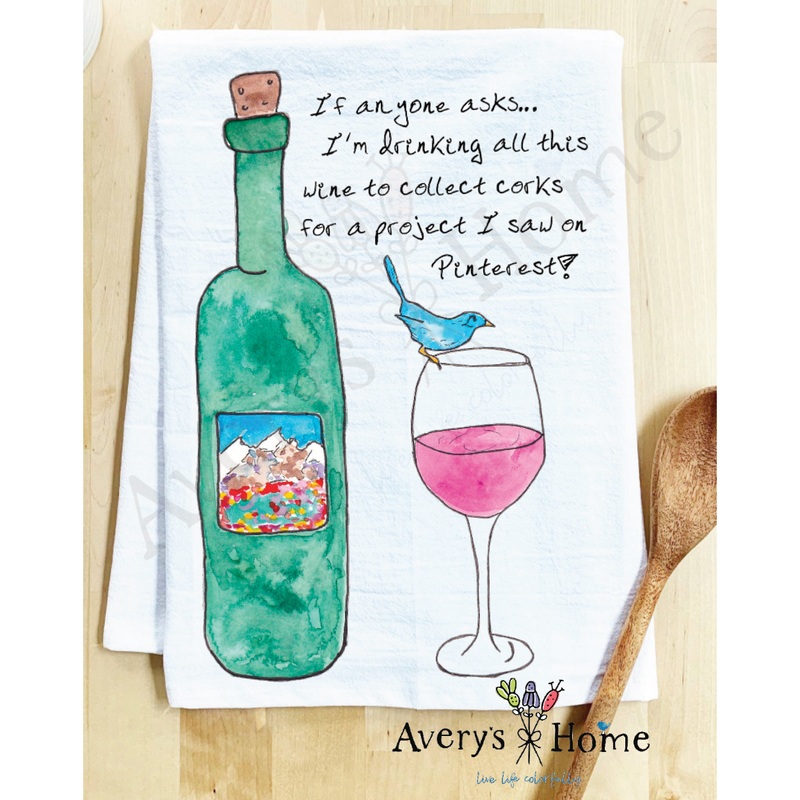 Wine Pinterest Project Funny Kitchen Towel