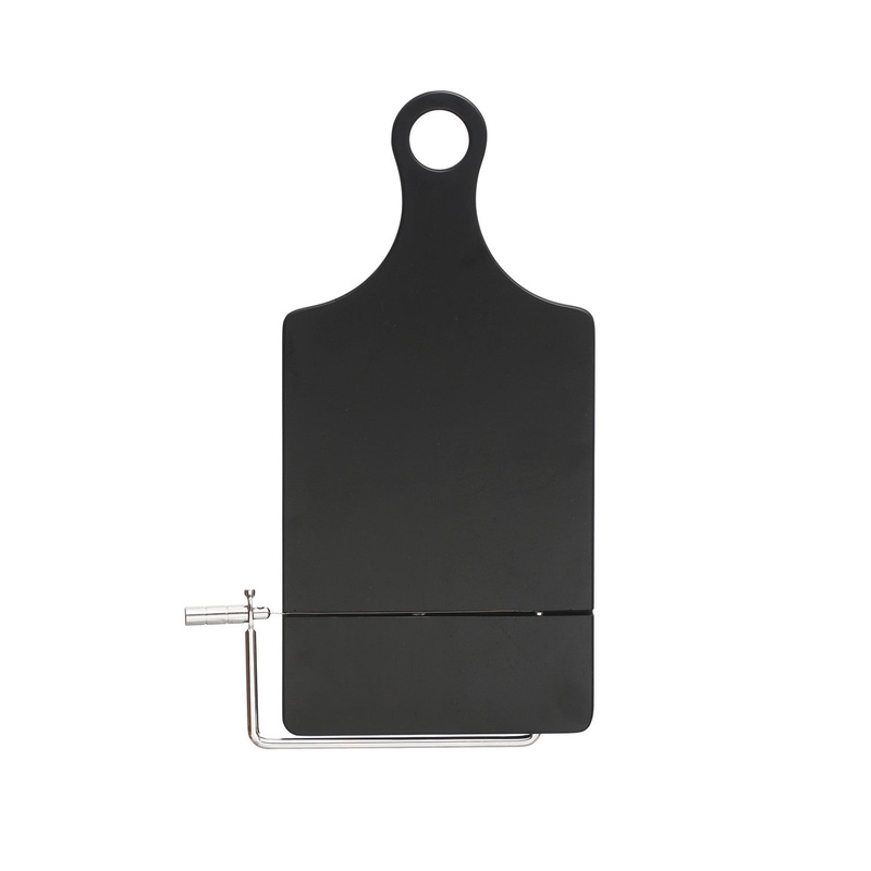 Acacia Wood & Stainless Steel End Grain Cheese Slicer, Black