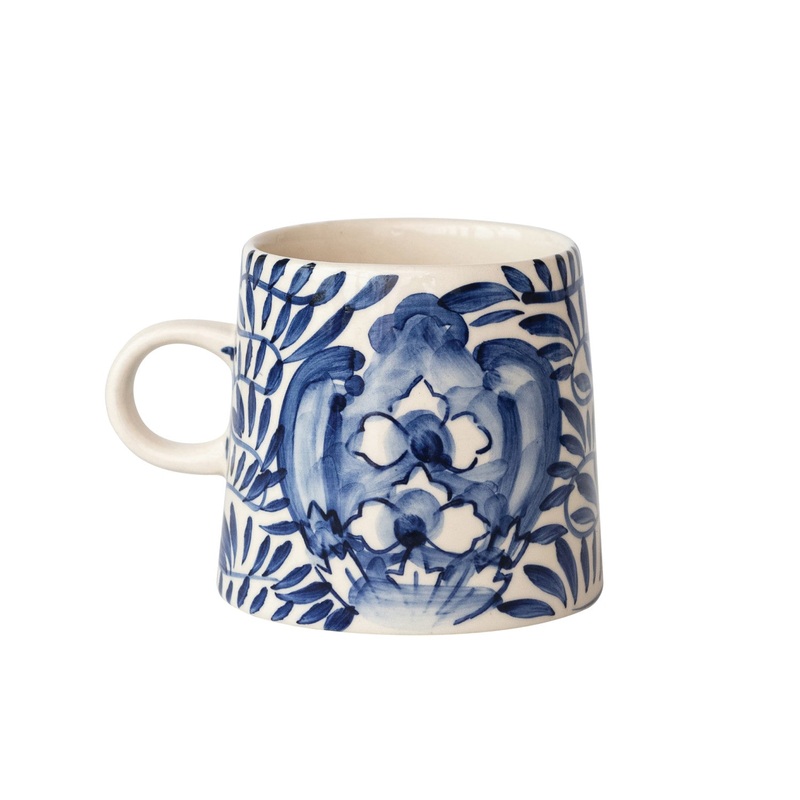 Blue + Cream Floral Print Mug