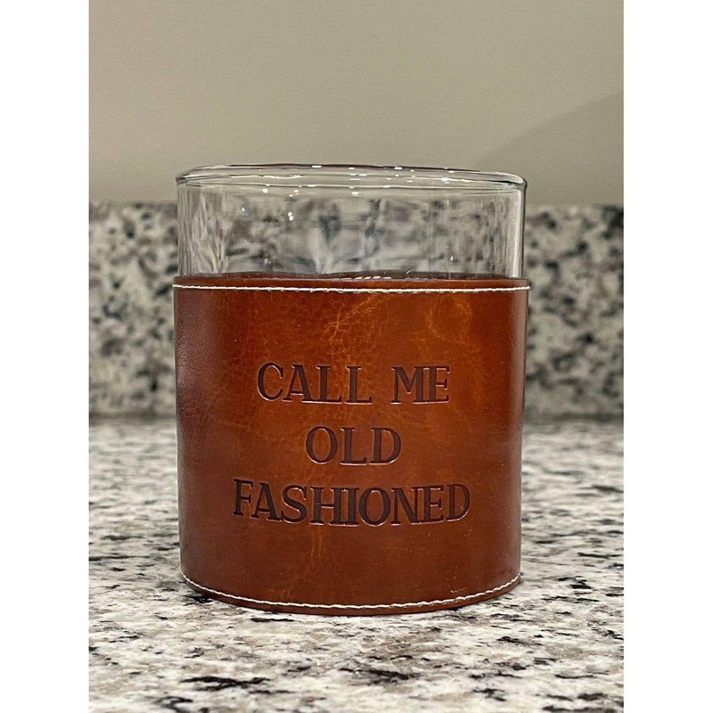 Call Me Old Fashioned Faux Leather Rocks Glass