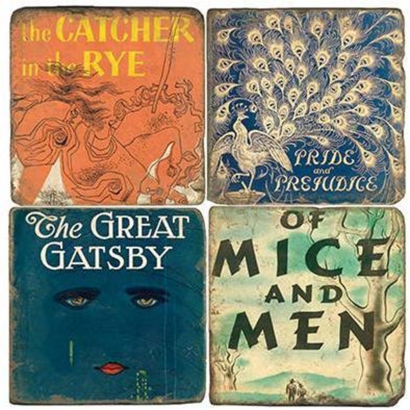 Classic Books Tumbled Marble Coaster