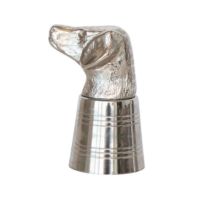 Dog Head Cocktail Jigger, Cast Aluminum + Stainless Steel