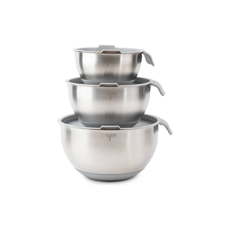 6pc Essentials Non-Skid Mixing Bowls w/ Lids Set