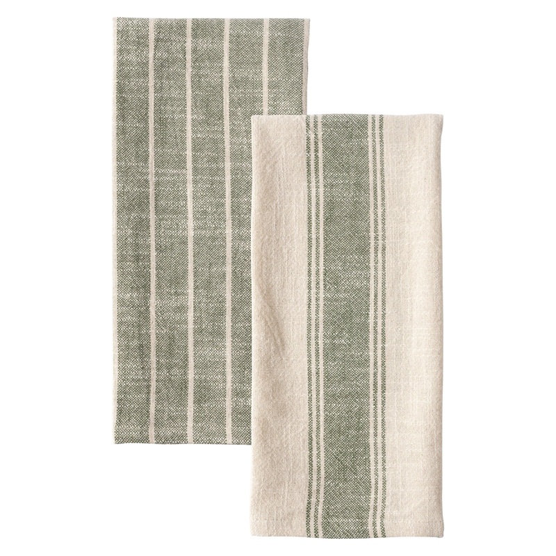 Firenze Set Of 2 Natural Slubbed Kitchen Towels, 18" x 28"